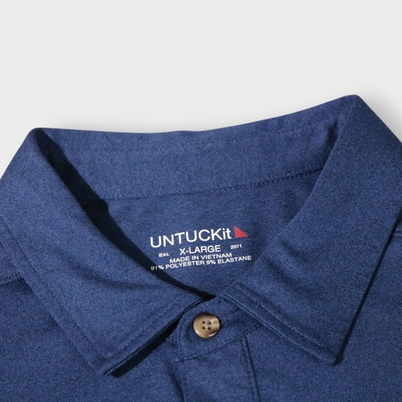 UNTUCKit Polo Shirt Extra Large Adult Blue Short Sleeve Performance Stretch Mens - Picture 3 of 8